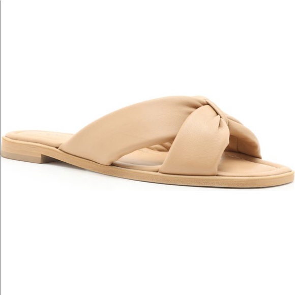 NIB Schutz Fairy Puffer Honey Beige Leather Nude Flat Sandals Slide 9 SOLD OUT! - Picture 5 of 12